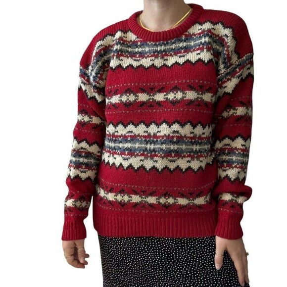 Vintage Woolrich Mens Wool Mohair Western Ski Chunky Fair Isle Sweater Sz L - Picture 1 of 6